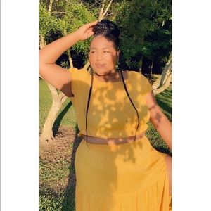 Mustard Crop Top & Maxi Skirt Set